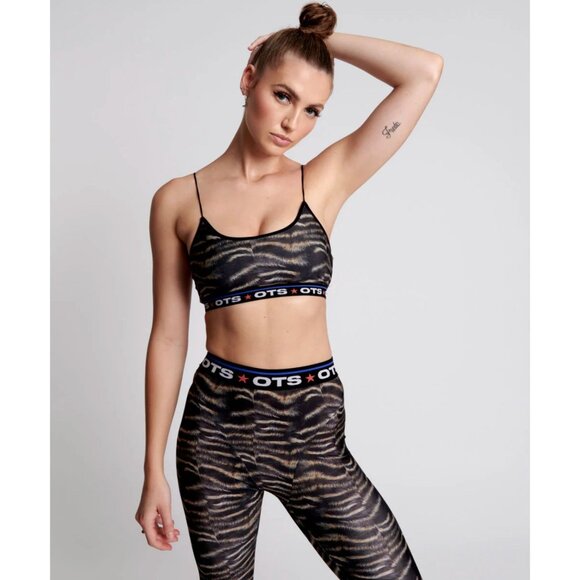 One Teaspoon Boxer Crop Bralette Dark Animal Size L New with Tags - Picture 1 of 9